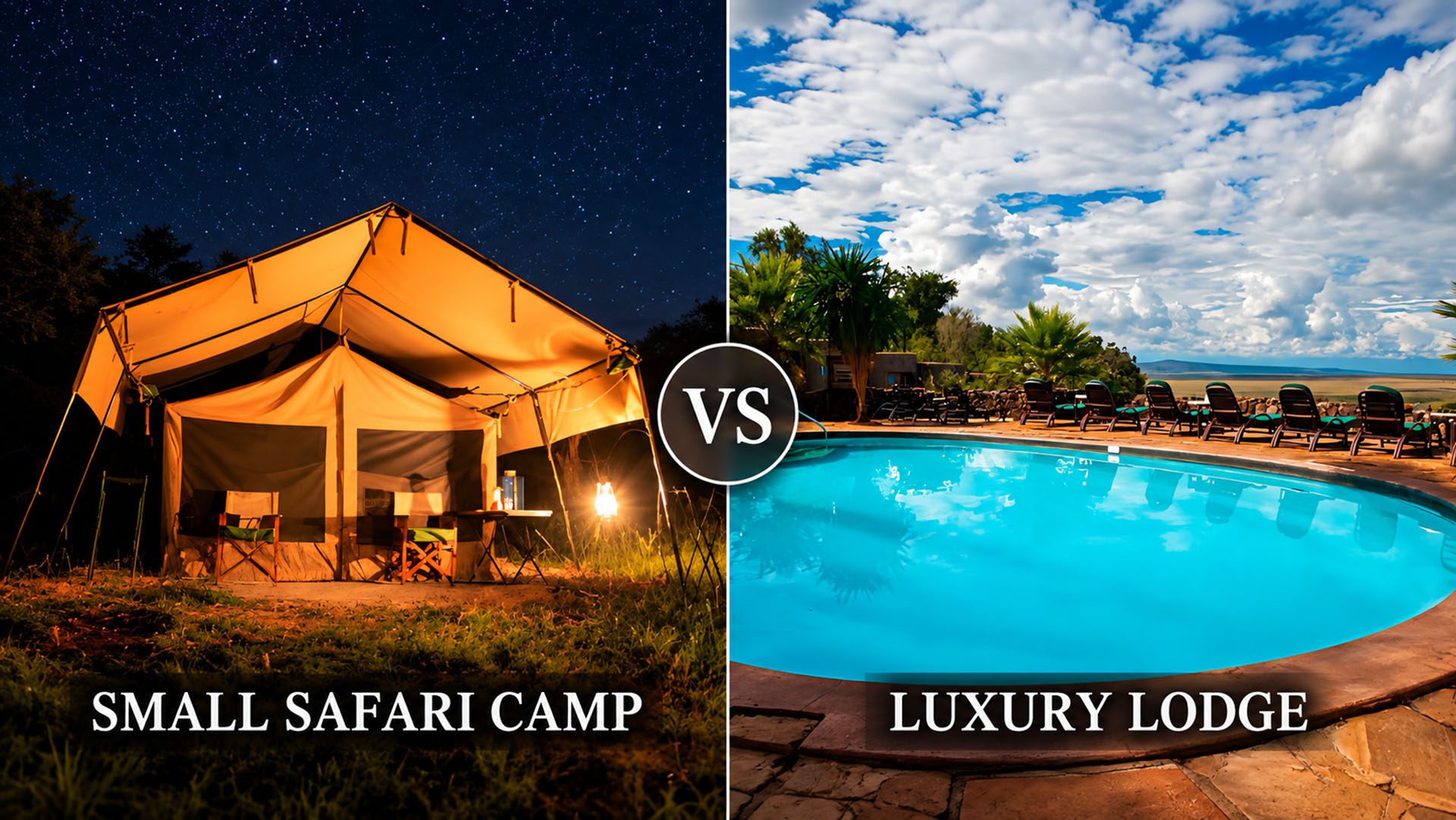 small tented camps vs luxury lodge