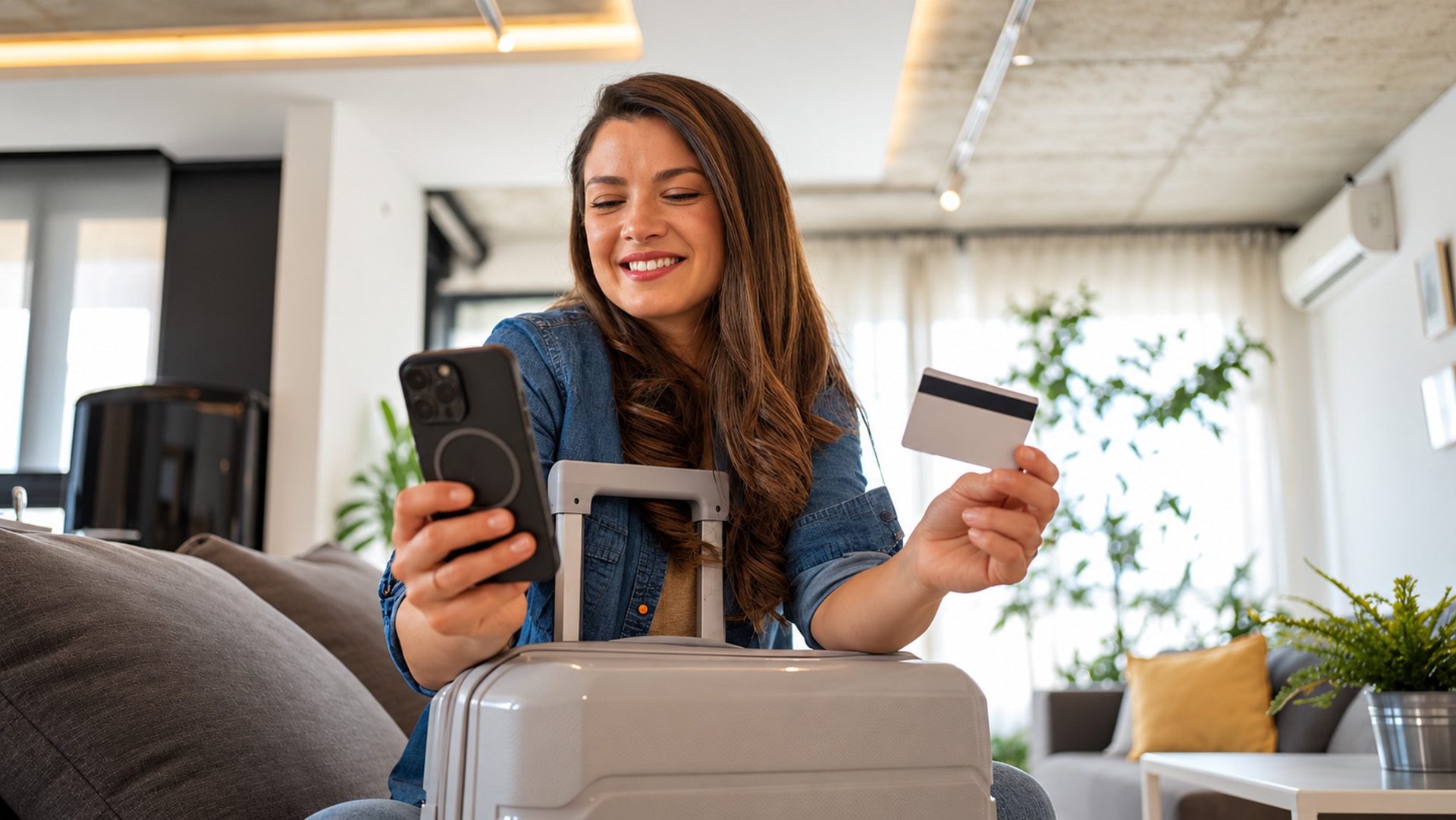 Travel booking beside a suitcase
